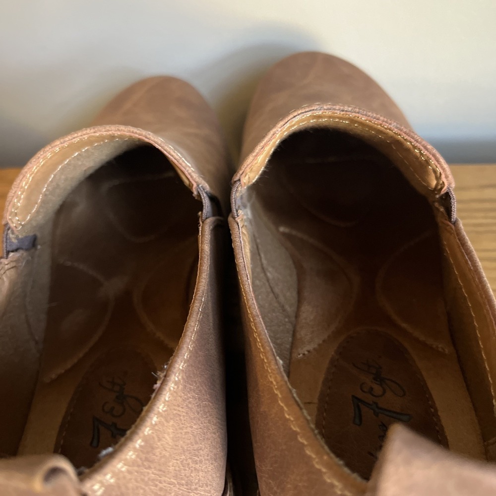 Vintage 7 Eight Shoes Brown Slip-on Loafers Lilly Luggage Cork Foot Bed Women 9 - Picture 8 of 11